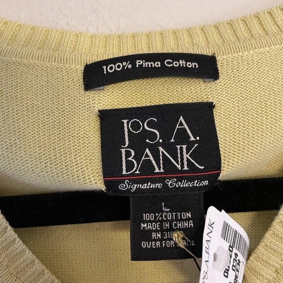 Jos.A. Bank Men's SZ L Light Green/Yellow 100% Pima Cotton Knit Sweater Vest NWT - Picture 5 of 10